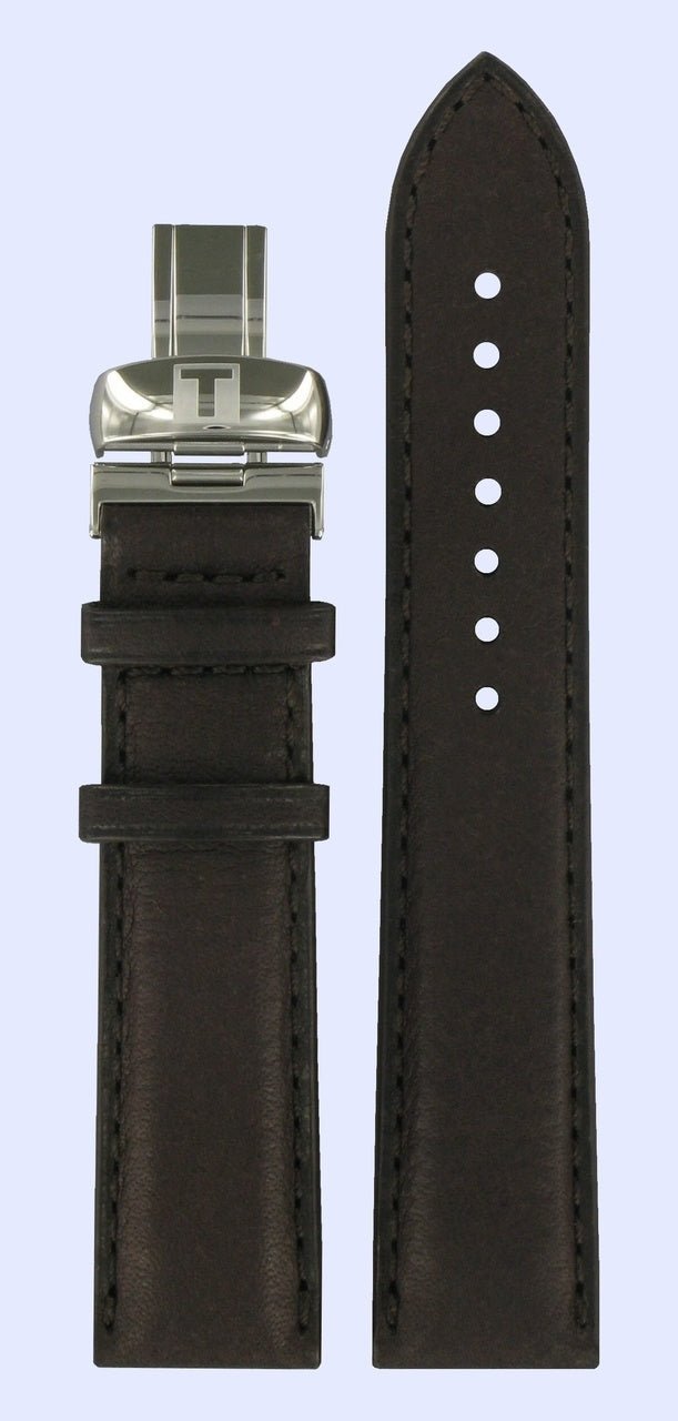 Tissot T014427A Watch Band T600027256 Dark Brown Leather 20 mm PRC 200 - Watch Plaza