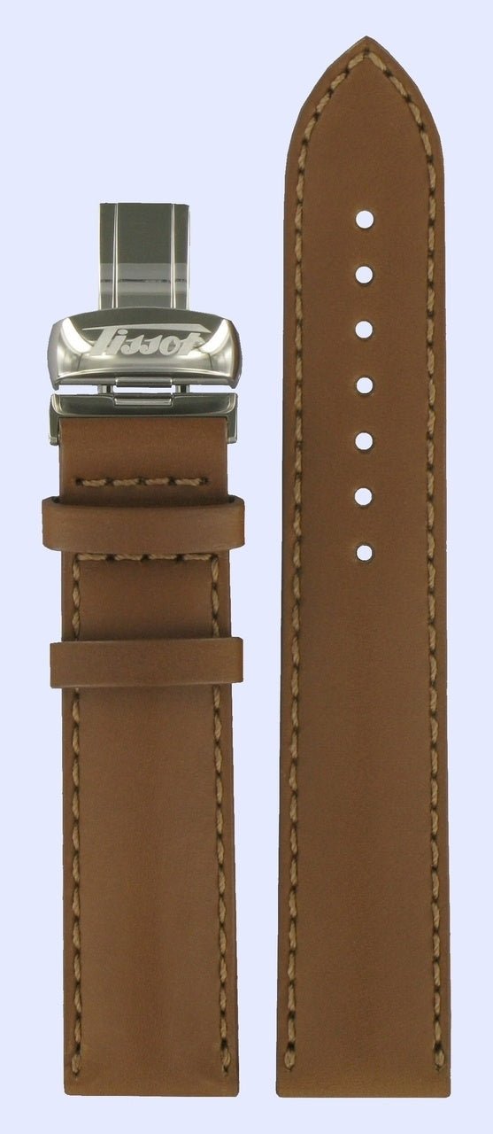 Tissot T025408A Watch Band T600026472 Brown Leather 19 mm Heritage - Watch Plaza