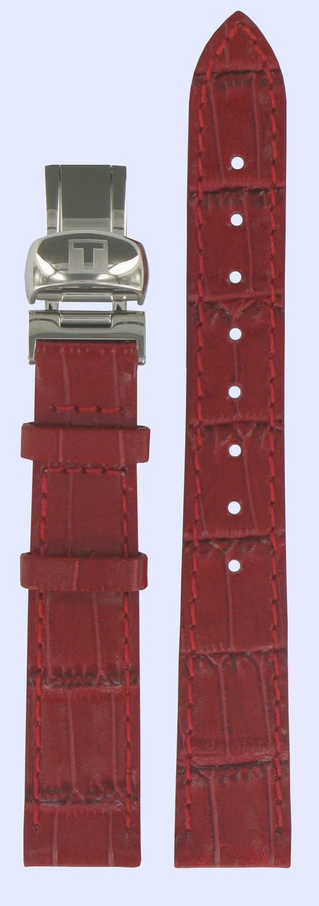 Tissot T22116181 Watch Band T600020531 Red Leather 14 mm PRC 100 - Watch Plaza