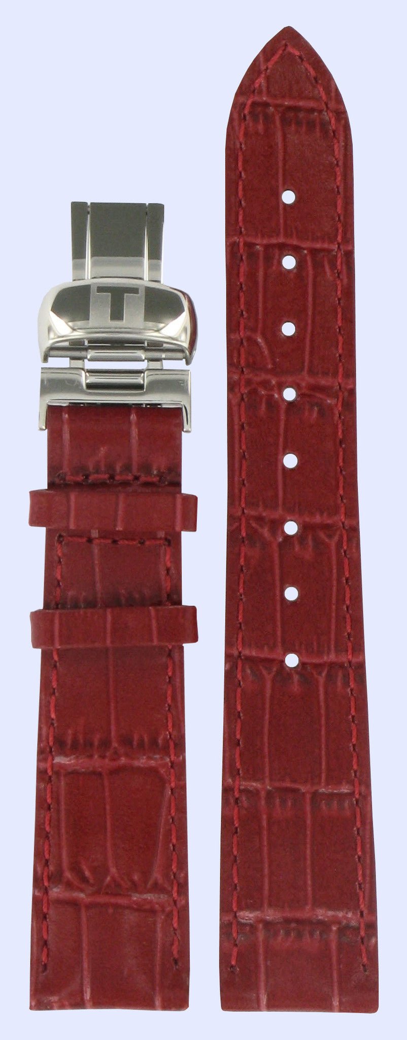 Tissot T22146681 Watch Band T600020563 Red Leather 17 mm PRC 100 - Watch Plaza