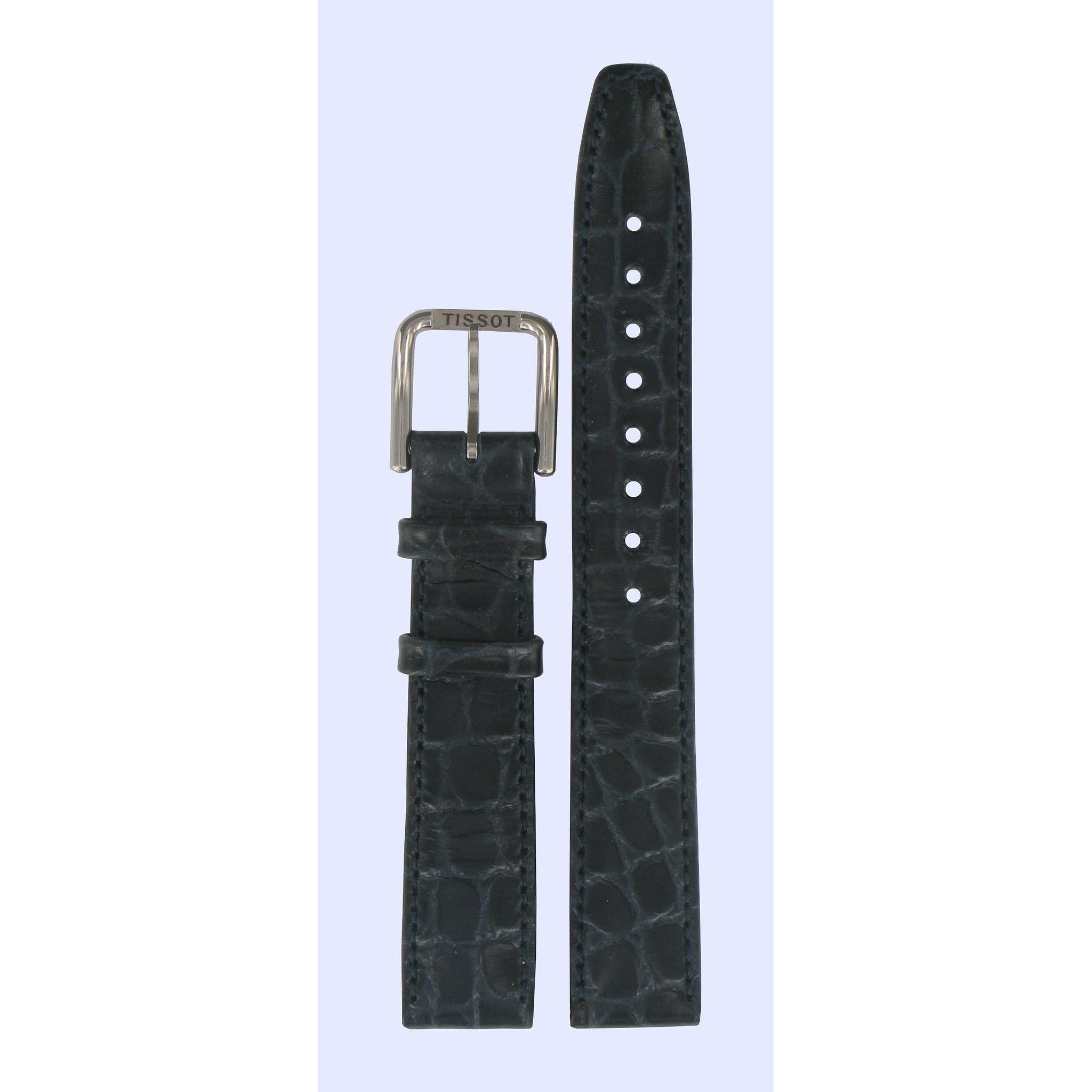 Tissot T23211121 Watch Band T600013173 Dark Blue Leather 15 mm PRX - Watch Plaza