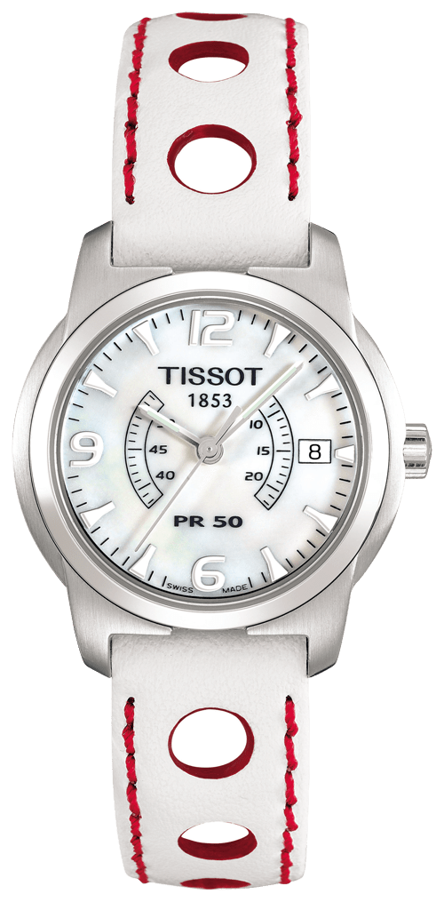 Tissot T34175192 XL T - Classic Watch Band T600020607 White Leather 14 mm PR 50 Nascar - Watch Plaza