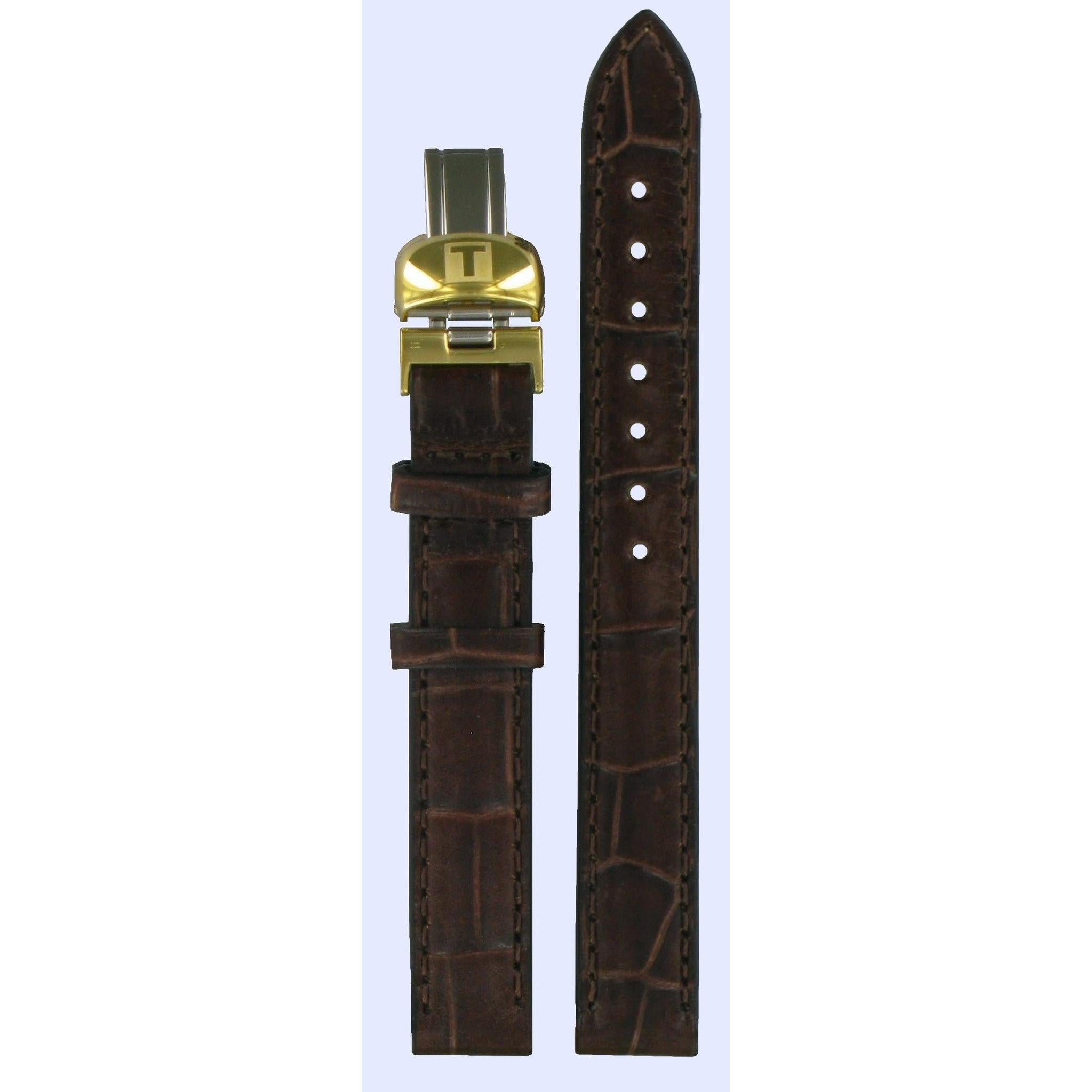 Tissot T41511313 Watch Band T600013466 Dark Brown Leather 12 mm Le Locle - Watch Plaza