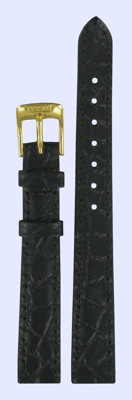 Tissot T7121 & T7131 Watch Band T600021380 Black Leather 12 mm Goldrun - Watch Plaza