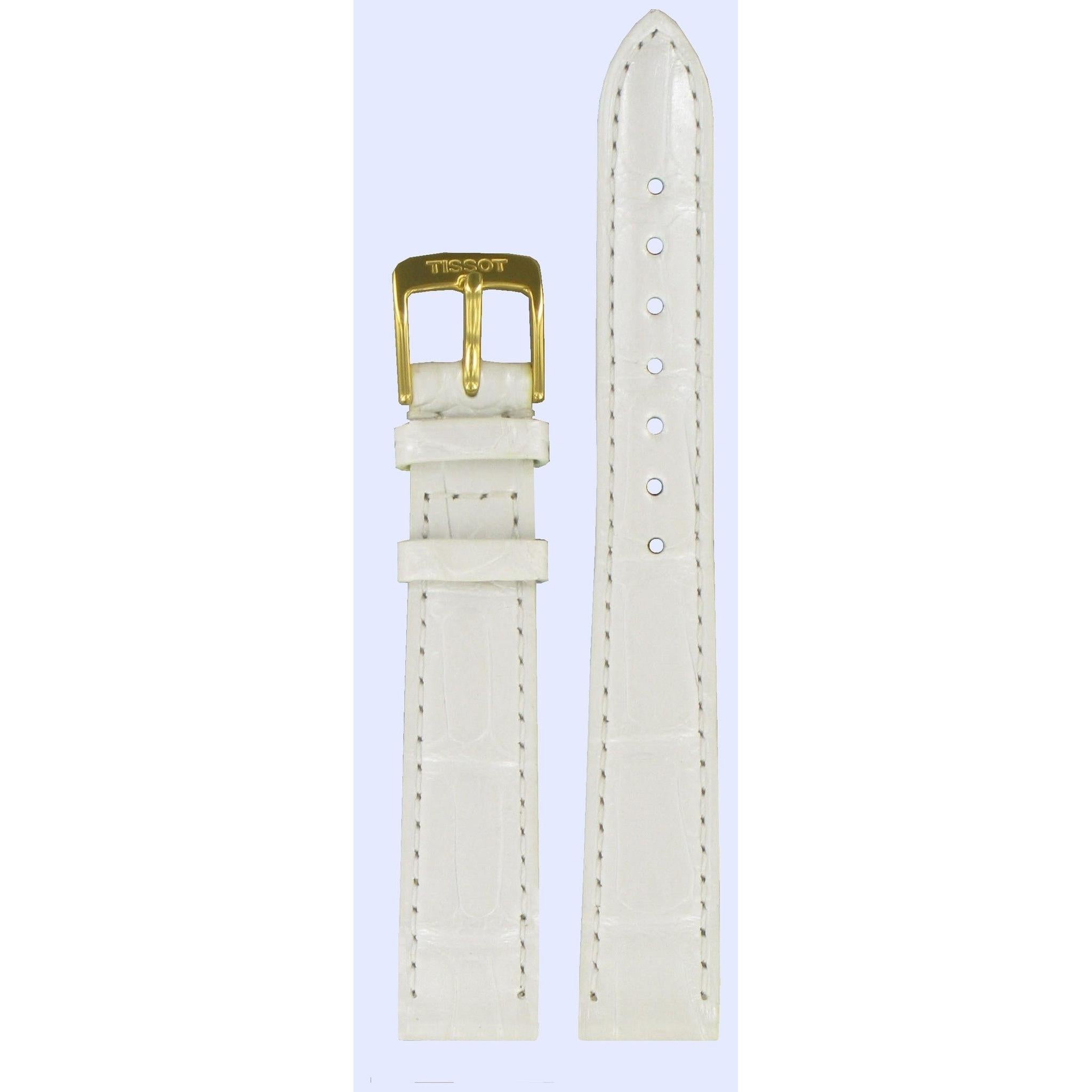 Tissot T71331171 Watch Band T600013458 White Leather 14 mm Bellflower - Watch Plaza