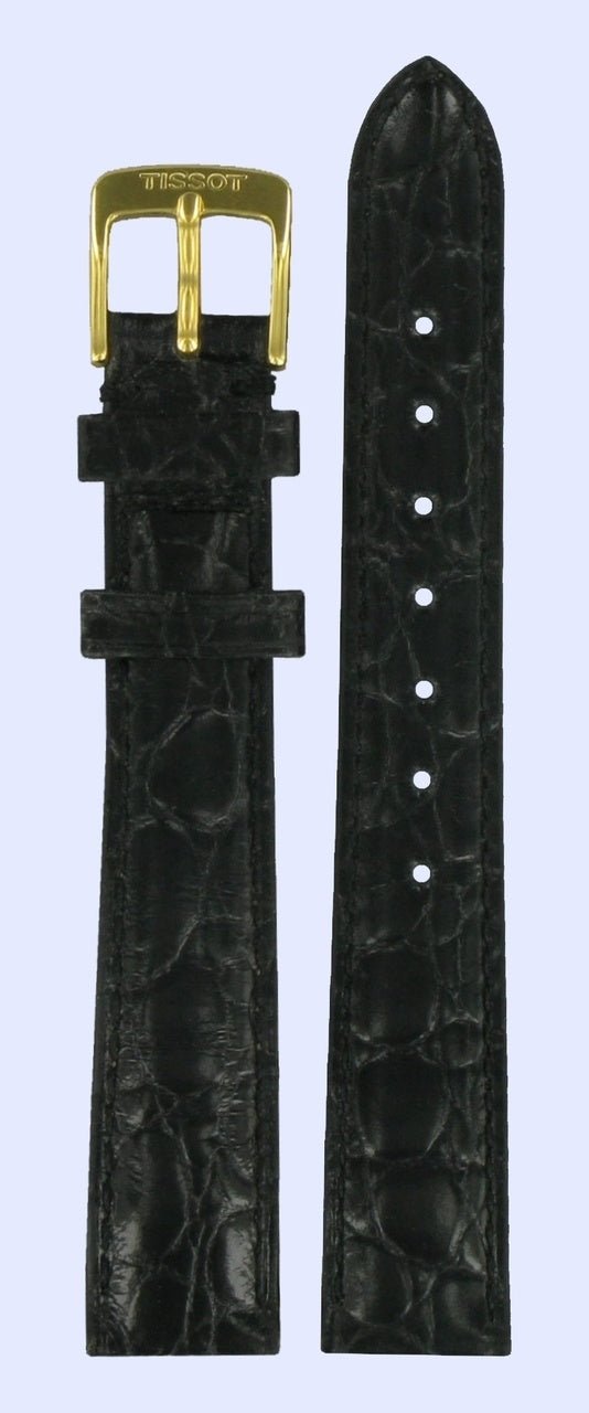 Tissot T71332134 Watch Band T600019684 Black Leather 14 mm Sculpture Line - Watch Plaza