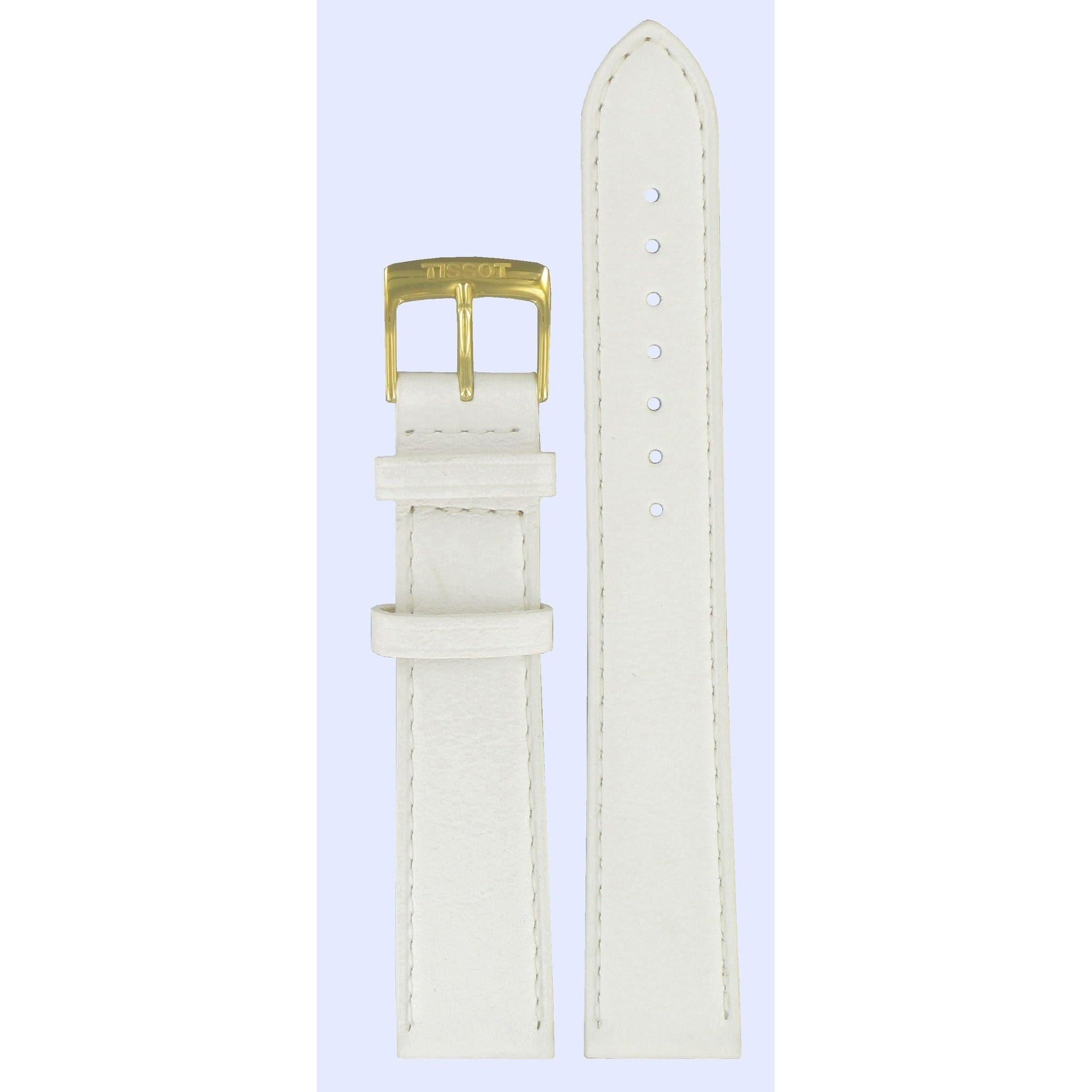 Tissot T71342974 Watch Band T600028986 White Leather 18 mm Carson - Watch Plaza