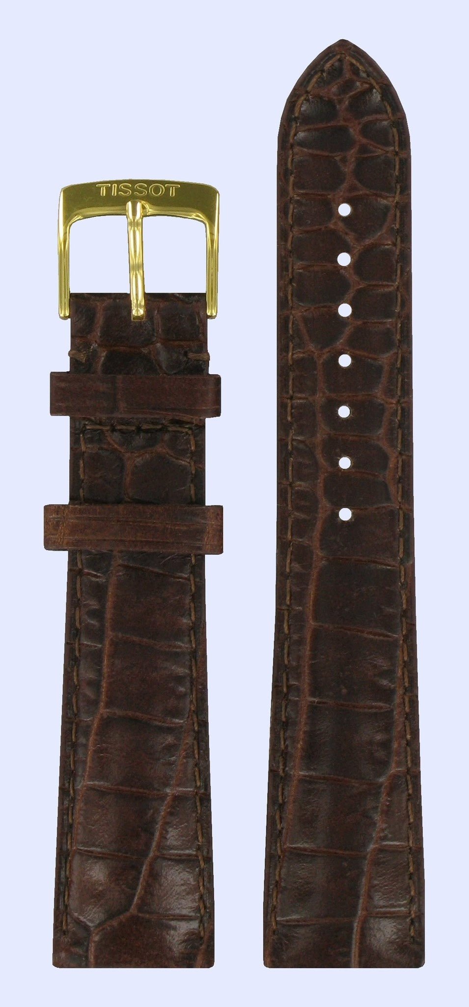 Tissot T71344634 Watch Band T600027608 Dark Brown Leather 19 mm Ely - Watch Plaza