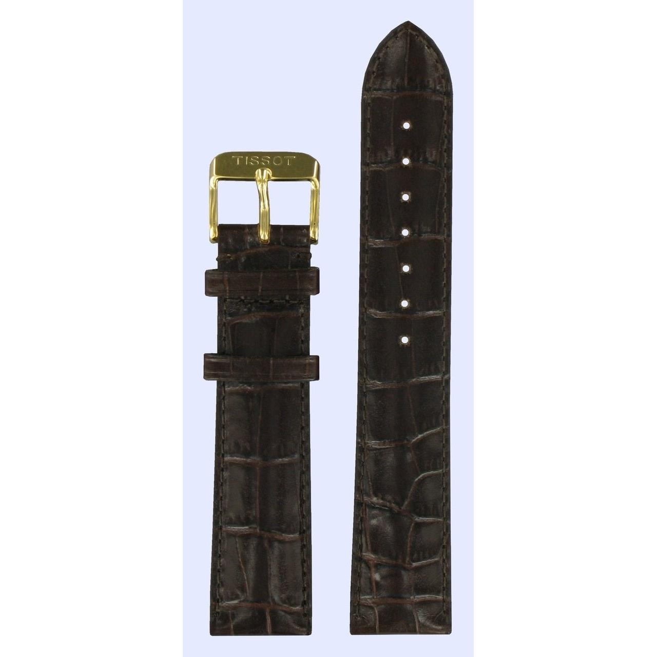 Tissot T71345934 Watch Band T600021199 Dark Brown Leather 20 mm Sculpture Line - Watch Plaza