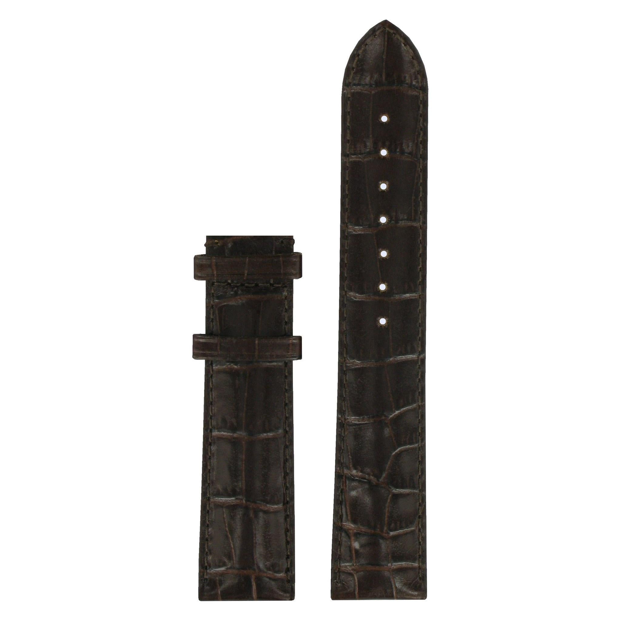Tissot T71345934 Watch Band T610026008 Dark Brown Leather 20 mm Sculpture Line - Watch Plaza