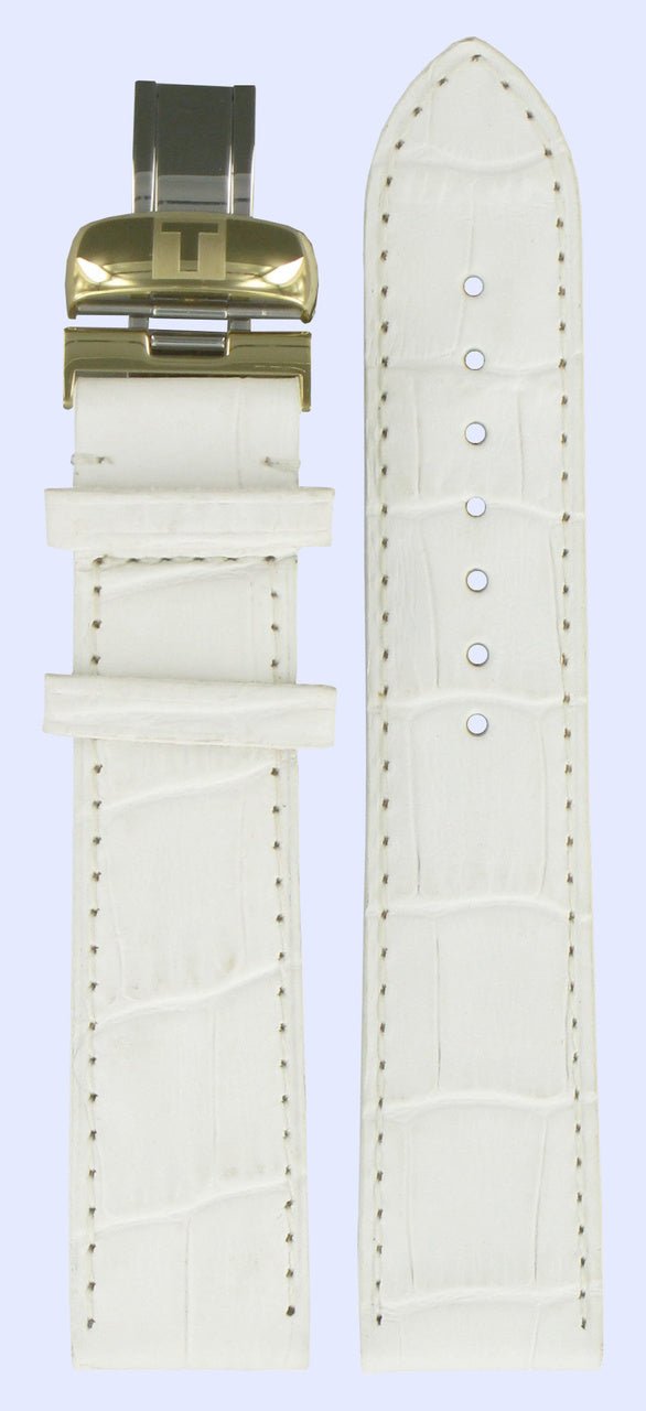 Tissot T71346676 Watch Band T600027504 White Leather 20 mm Jasmin - Watch Plaza