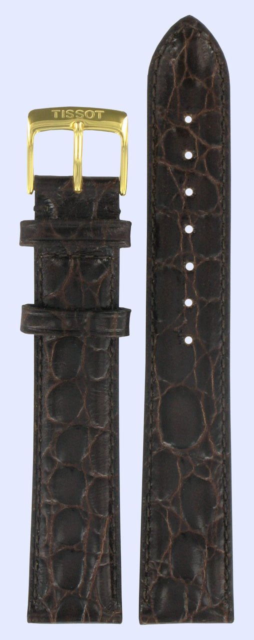 Tissot T71362234 & T71345034 Watch Band T600019681 Dark Brown Leather 18 mm Sculpture Line - Watch Plaza