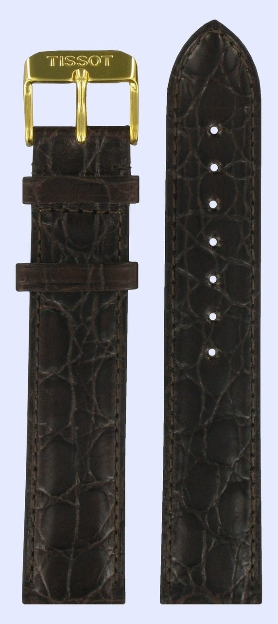 Tissot T71362334 Watch Band T600019682 Dark Brown Leather 19 mm Sculpture Line - Watch Plaza