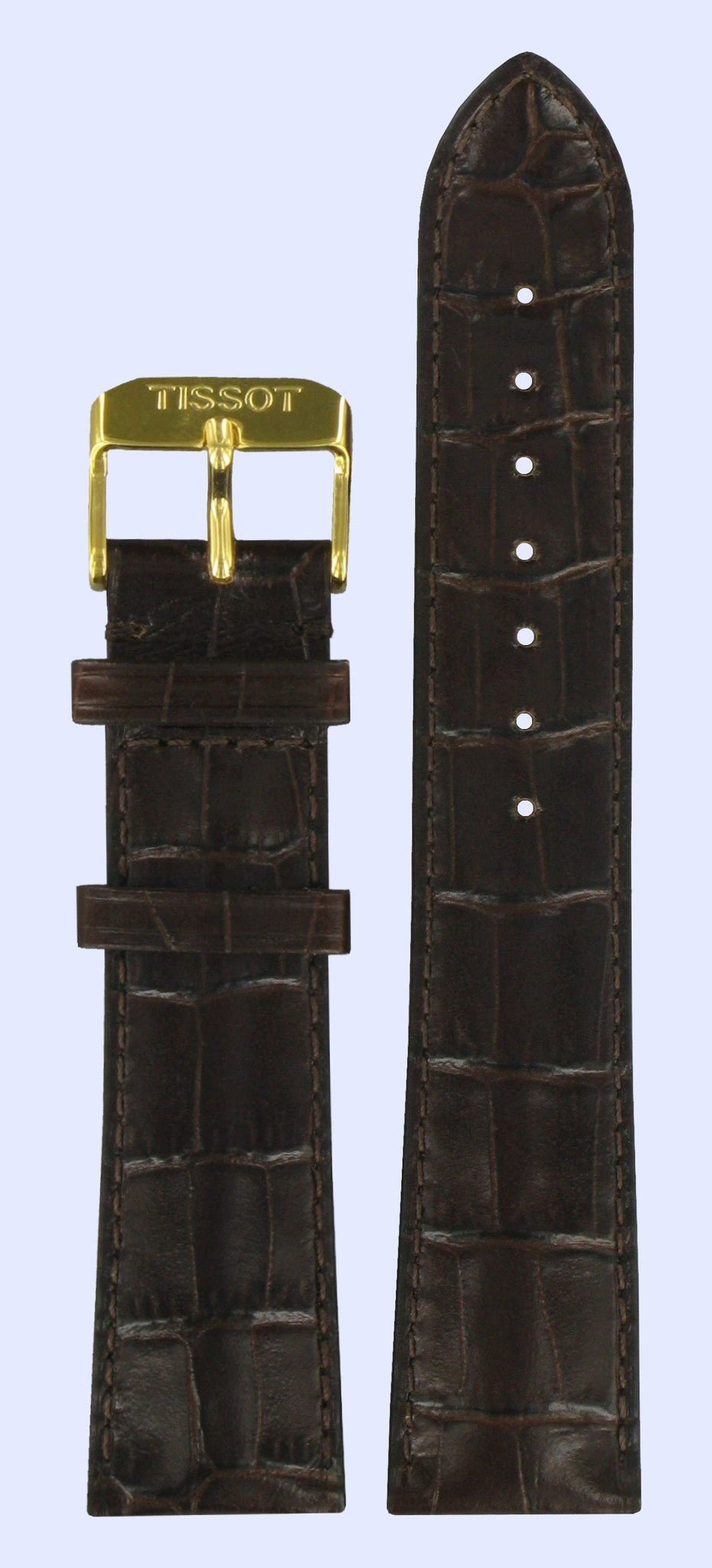 Tissot T71363234 Watch Band T600021415 Dark Brown Leather 21 mm Sculpture Line - Watch Plaza