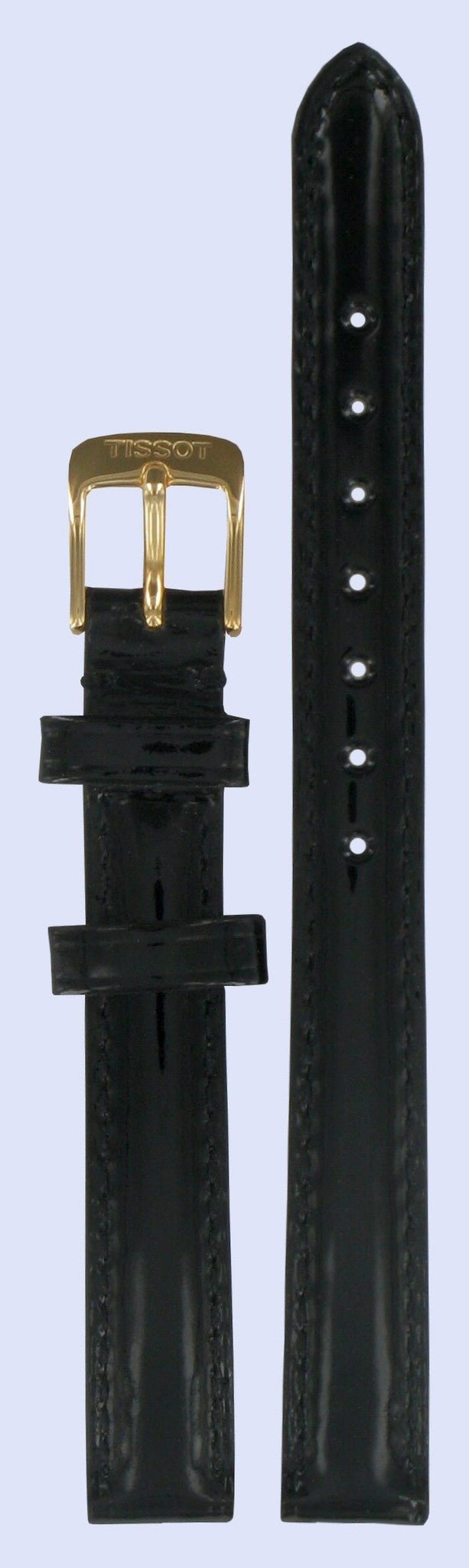 Tissot T71814676 Watch Band T600020863 Black Leather 11 mm Water Lily - Watch Plaza