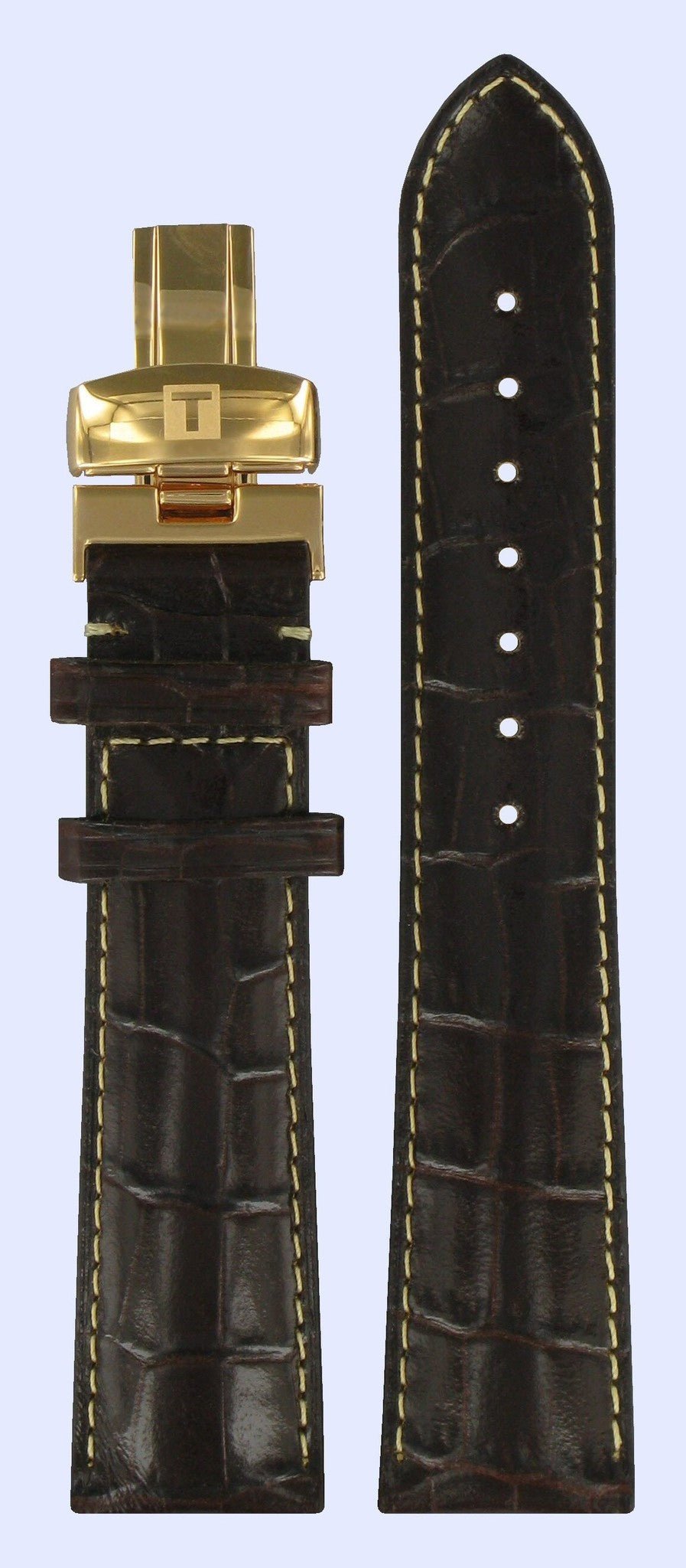 Tissot T71863254 Watch Band T600026983 Dark Brown Leather 21 mm Sculpture Line - Watch Plaza