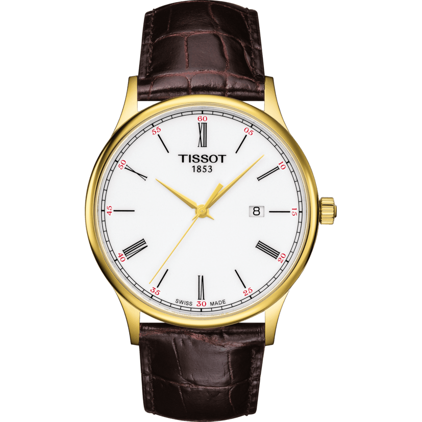 Tissot T914410A Watch Band T610034577 Brown Leather 21 mm Rose Dream - Watch Plaza