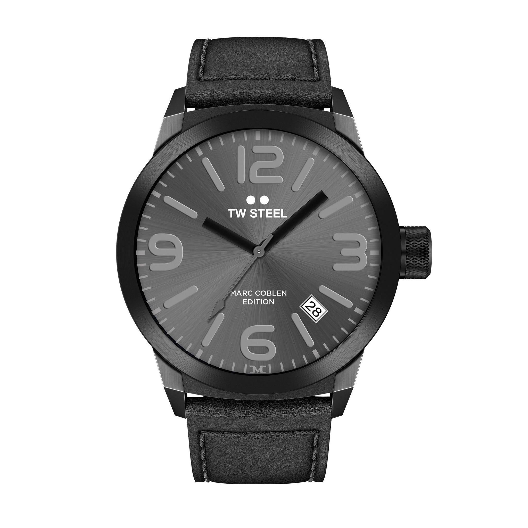 TW - Steel MC Edition TWMC8 black wrist watch men & leather strap original 42mm - Watch Plaza