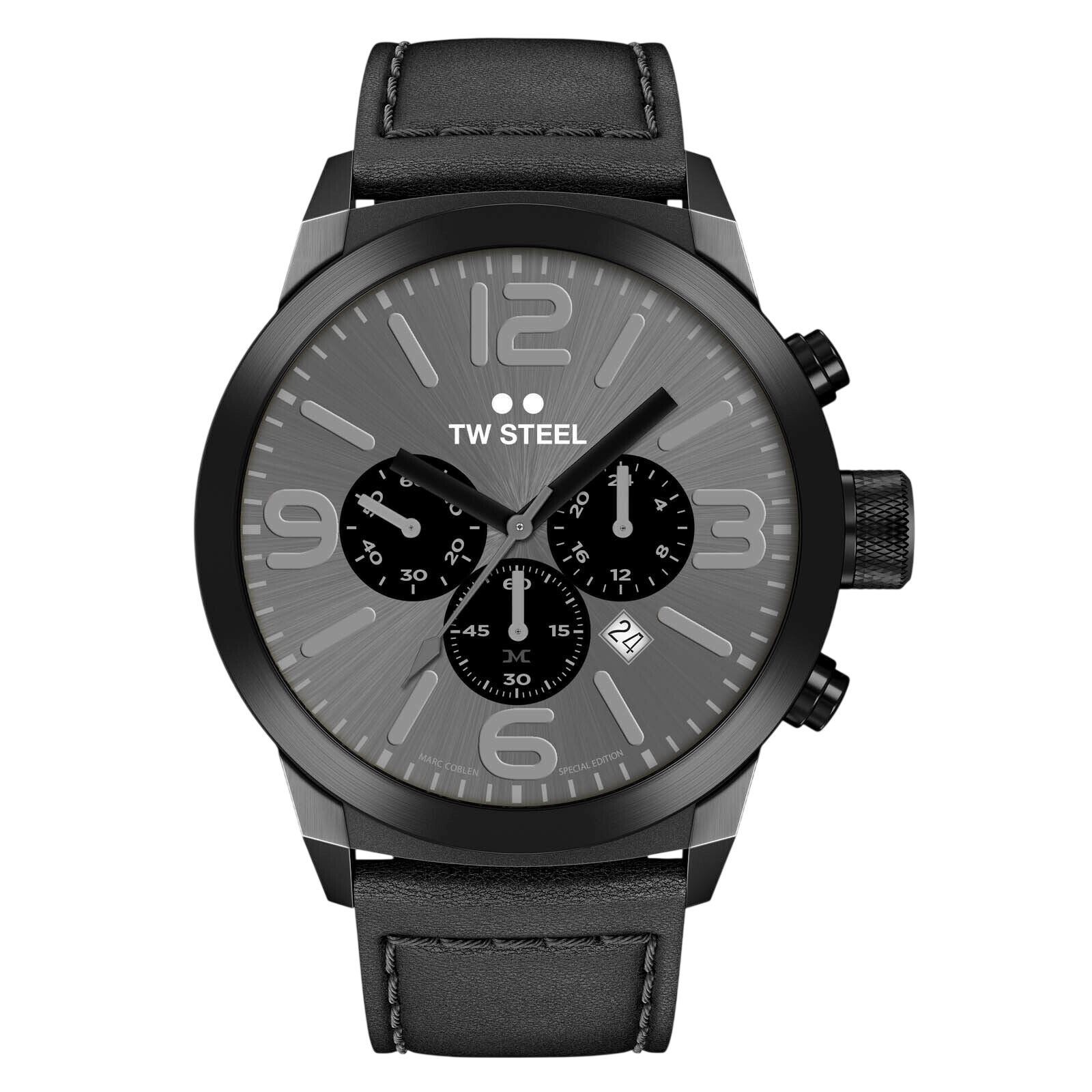 TW - Steel watch Marc Coblen Edition TWMC18 chronograph black & leather strap 42mm - Watch Plaza