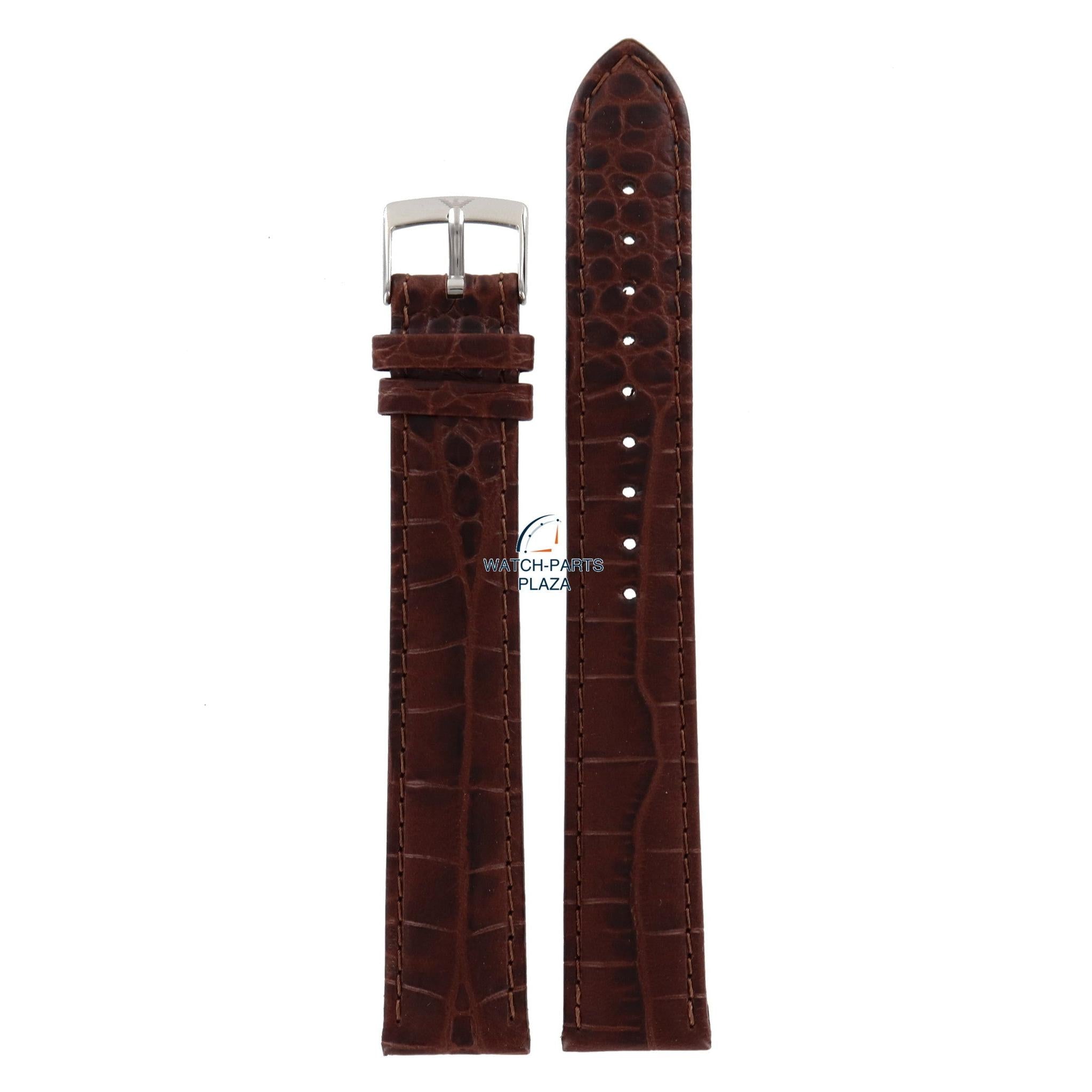 Watch Band AR0204 XL Emporio Armani brown genuine leather strap 18mm - Watch Plaza