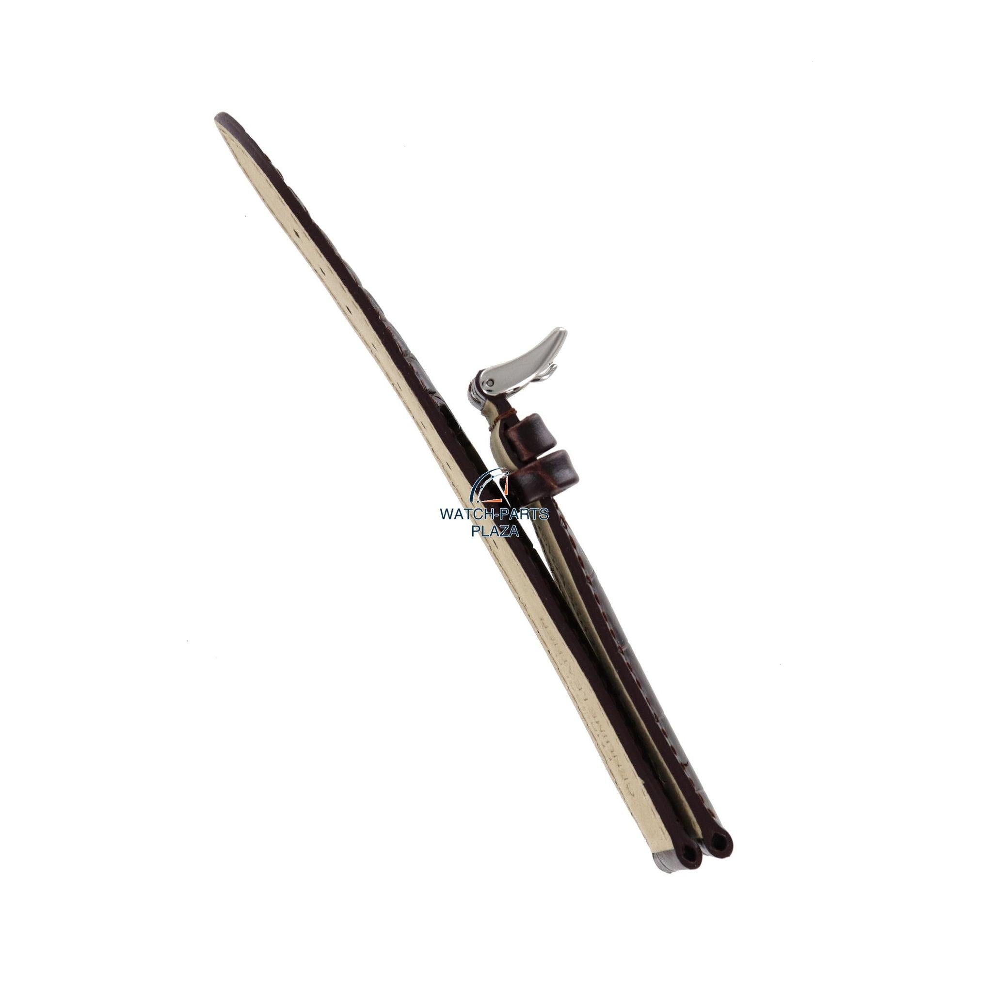 Watch Band AR0205 Emporio Armani dark brown embossed genuine leather strap 14mm - Watch Plaza