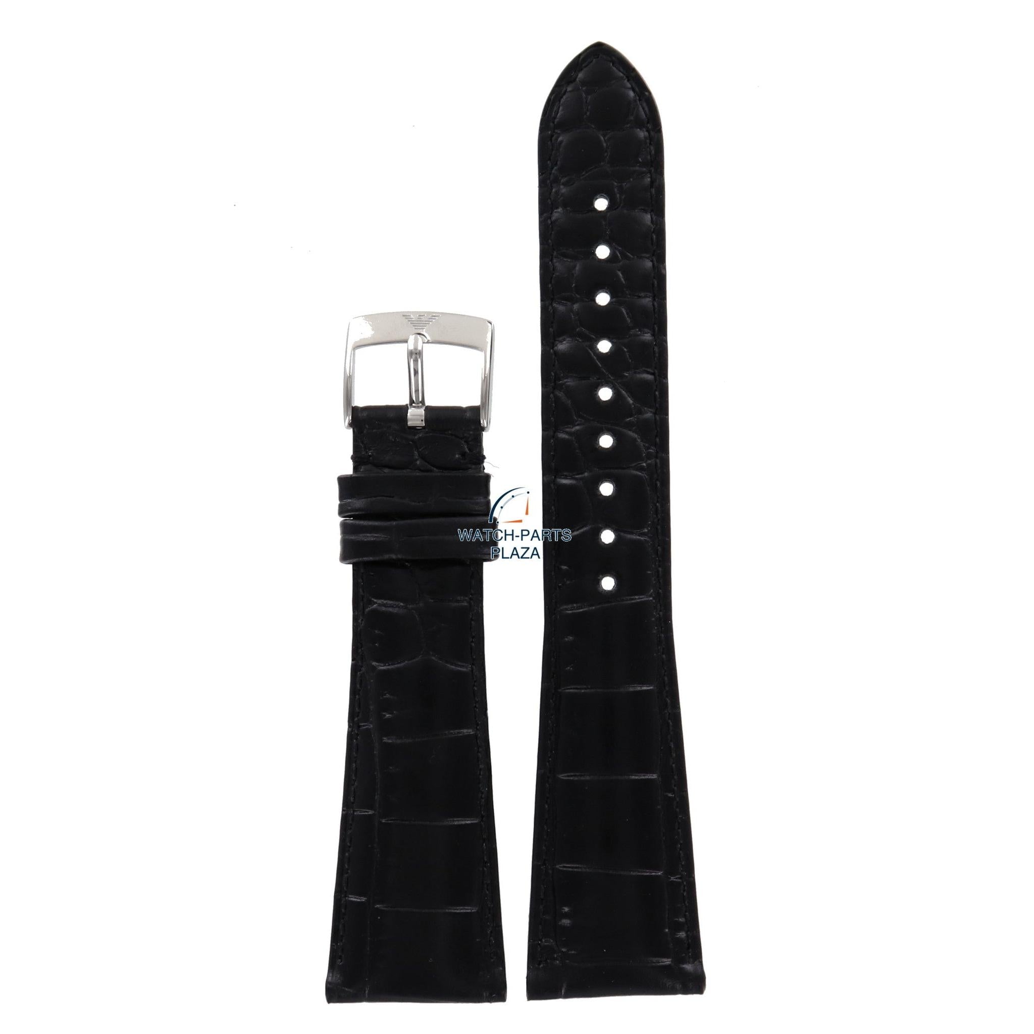 Watch Band AR0284 / AR0292 Emporio Armani black leather strap 22mm original - Watch Plaza