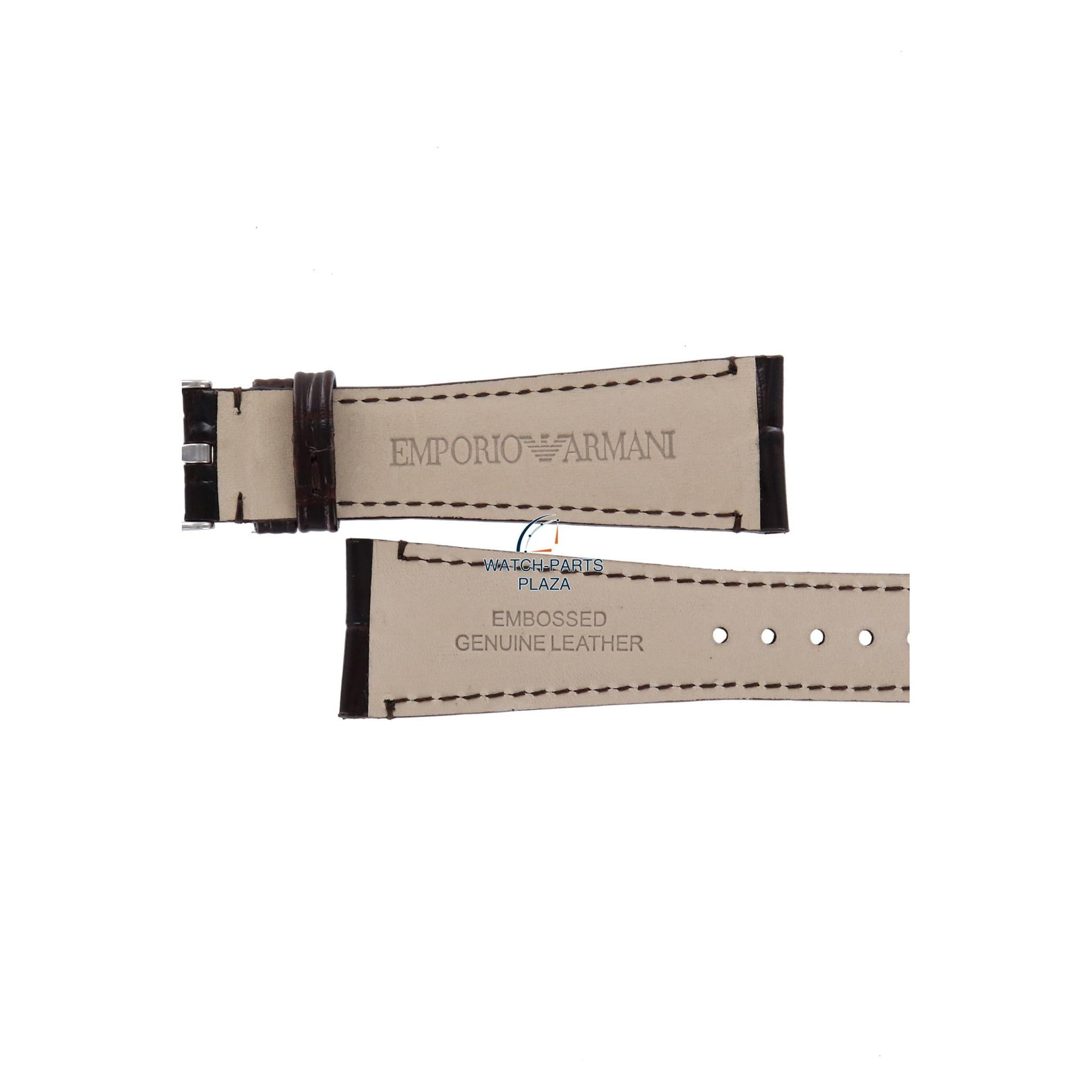 Watch Band AR0285 Emporio Armani dark brown leather strap 22mm original - Watch Plaza
