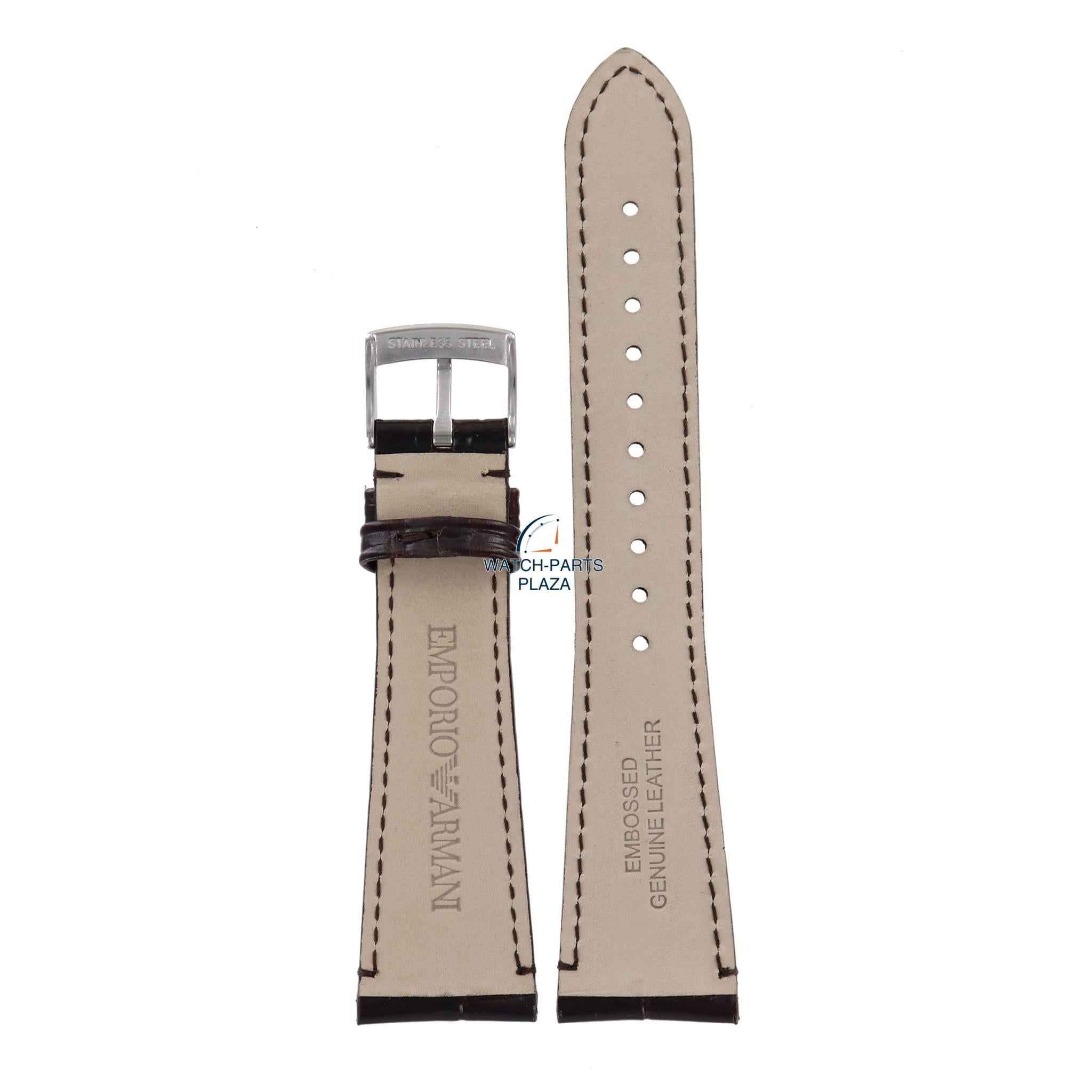 Watch Band AR0285 Emporio Armani dark brown leather strap 22mm original - Watch Plaza
