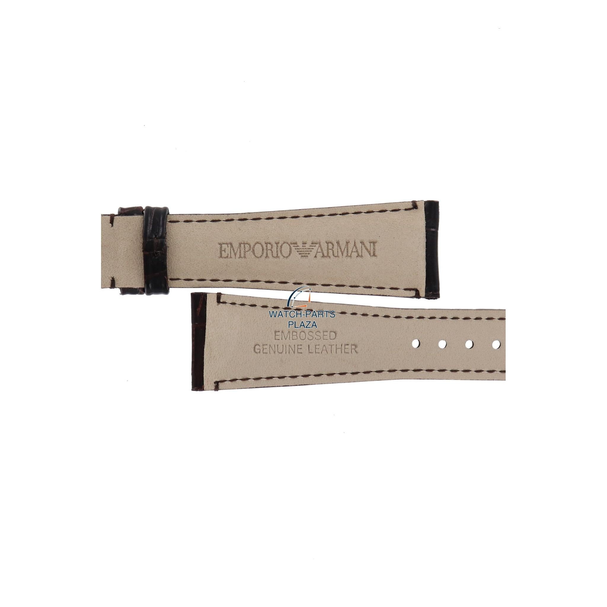 Watch Band AR0403 Emporio Armani Marco Medium brown leather strap 22mm original AR0490 - Watch Plaza