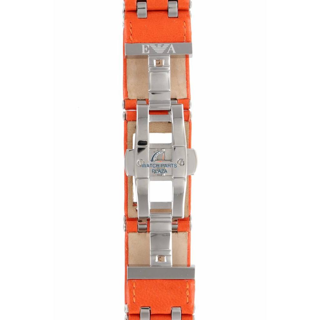 Watch Band AR5498 Emporio Armani Orange Leather Strap 22mm - Watch Plaza