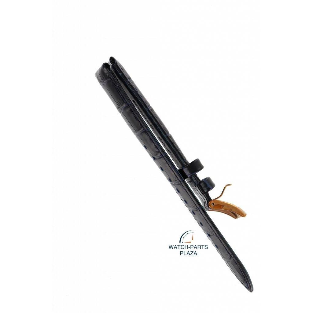 Watch Band Blue Leather for Seiko SRN062P1 Kinetic 5M84 - 0AC0 Replacement Strap 20mm - Watch Plaza