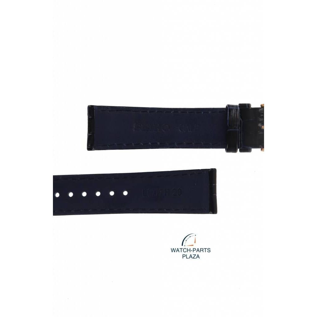 Watch Band Blue Leather for Seiko SRN062P1 Kinetic 5M84 - 0AC0 Replacement Strap 20mm - Watch Plaza