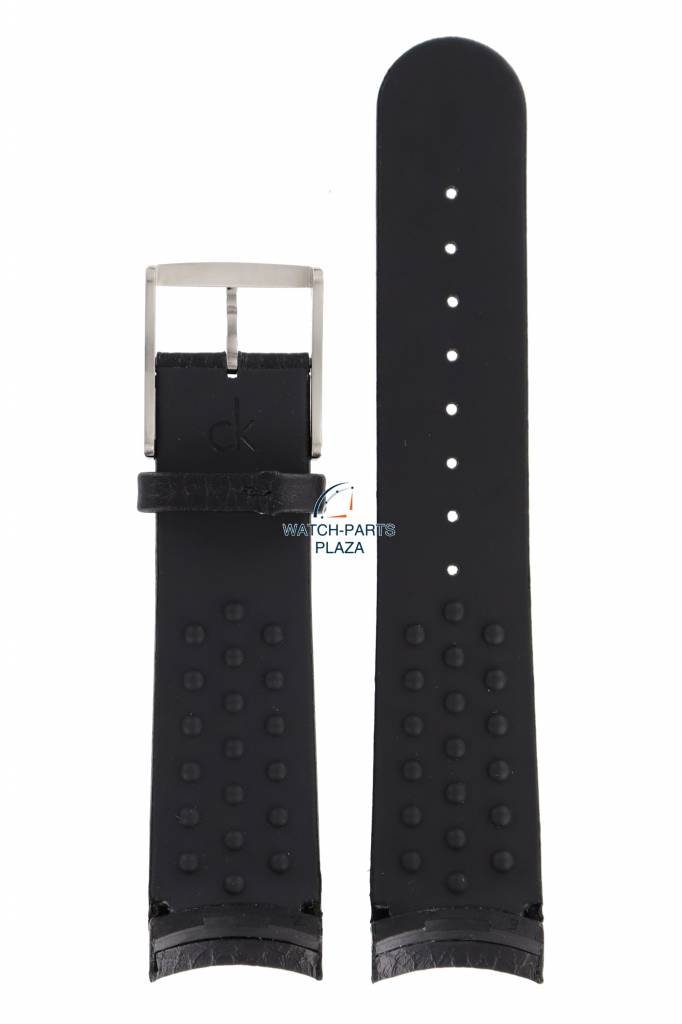 Watch Band Calvin Klein Bold K22 Black Leather Strap 22mm K22271 - Watch Plaza