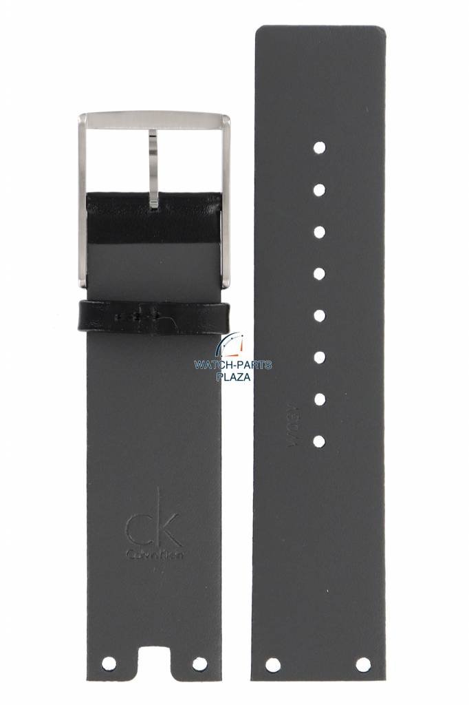 Watch Band Calvin Klein Glam K94 Black Leather Strap 22mm K94231 - Watch Plaza