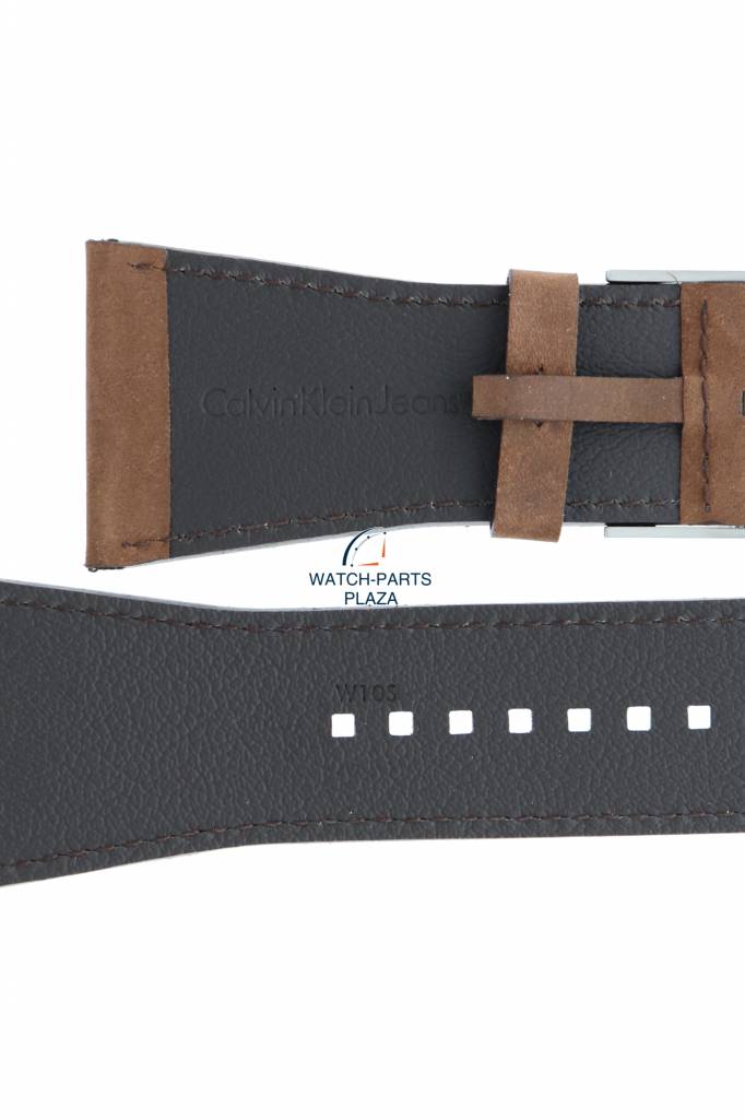 Watch Band Calvin Klein K42 CKJ Boundary Brown Leather Strap 38mm K42111 - Watch Plaza