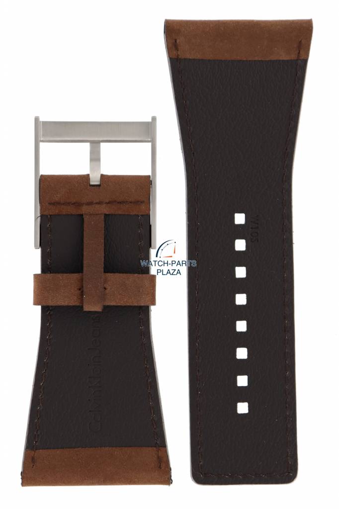 Watch Band Calvin Klein K42 CKJ Boundary Brown Leather Strap 38mm K42111 - Watch Plaza