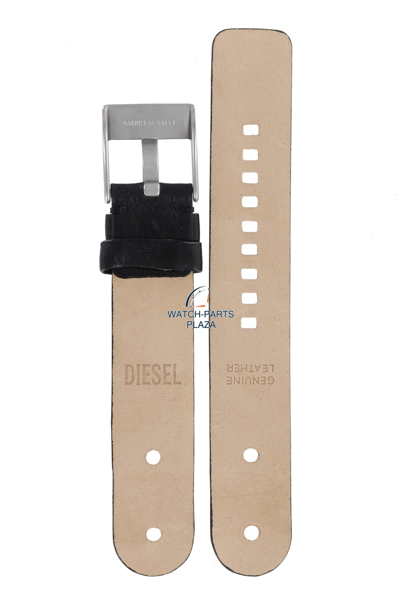 Watch Band Diesel DZ1001 / DZ1002 black leather strap 20mm original strap - Watch Plaza