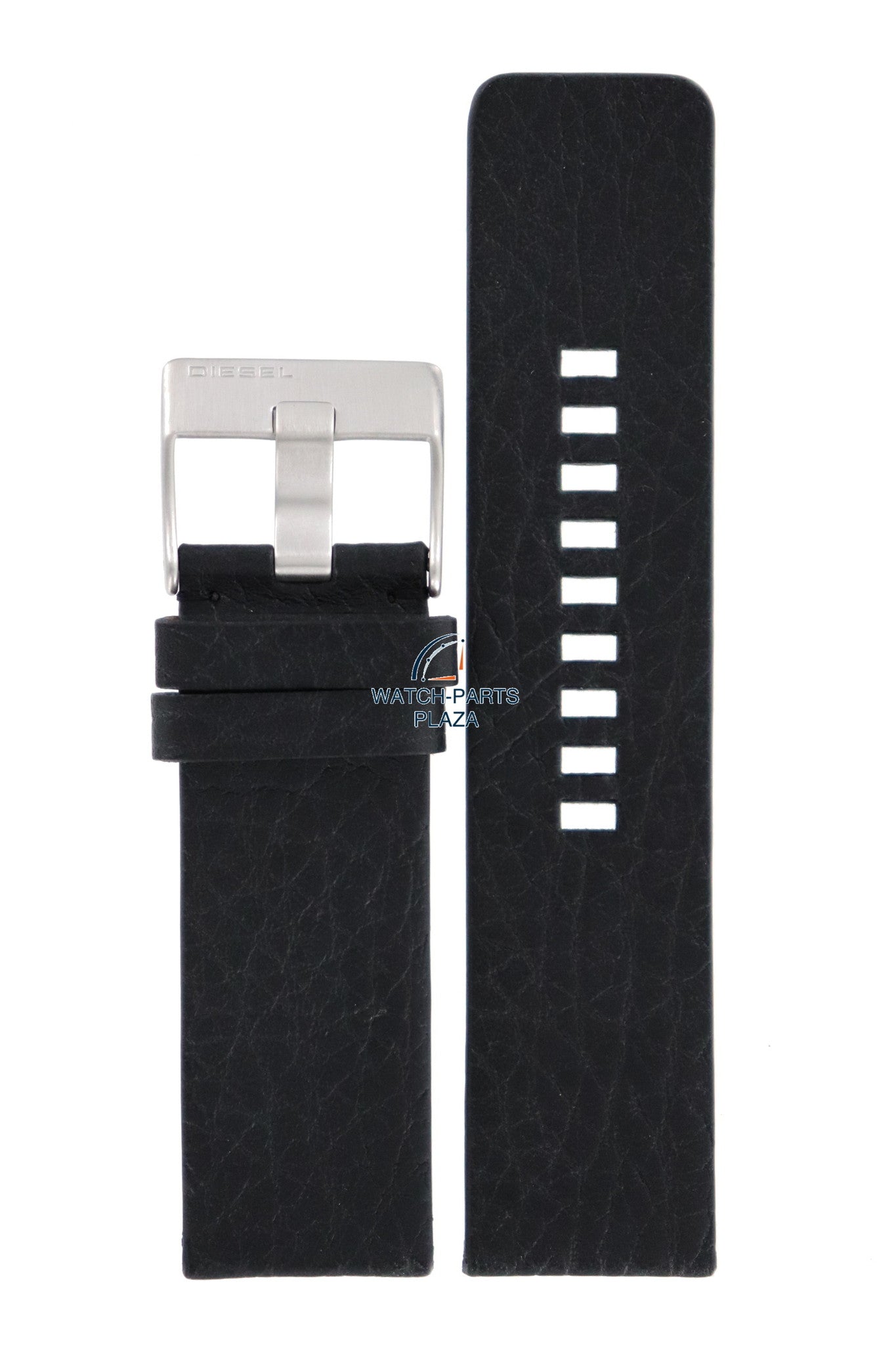 Watch Band Diesel DZ1024 black leather strap 26mm genuine replacement - Watch Plaza