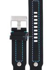 Watch Band Diesel DZ1066 black leather strap 20mm blue stitched - Watch Plaza