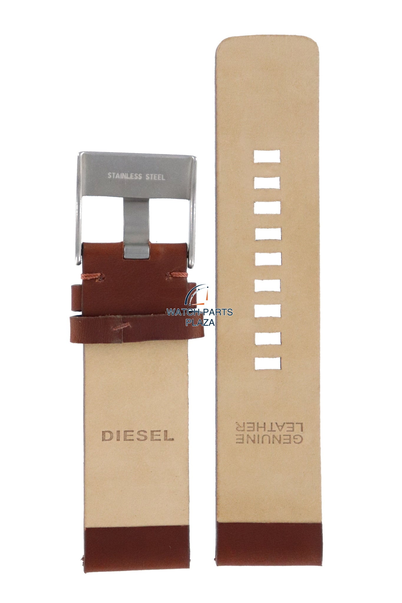 Watch Band Diesel DZ1075 brown leather strap 24mm original - Watch Plaza