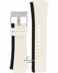 Watch Band Diesel DZ1093 Cliffhanger White Leather Strap 22mm black striped - Watch Plaza