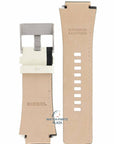 Watch Band Diesel DZ1093 Cliffhanger White Leather Strap 22mm black striped - Watch Plaza