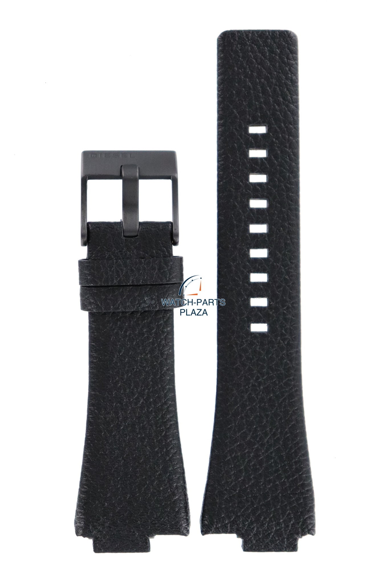 Watch Band Diesel DZ1102 black genuine leather strap 14mm black buckle - Watch Plaza