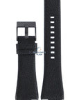 Watch Band Diesel DZ1102 black genuine leather strap 14mm black buckle - Watch Plaza