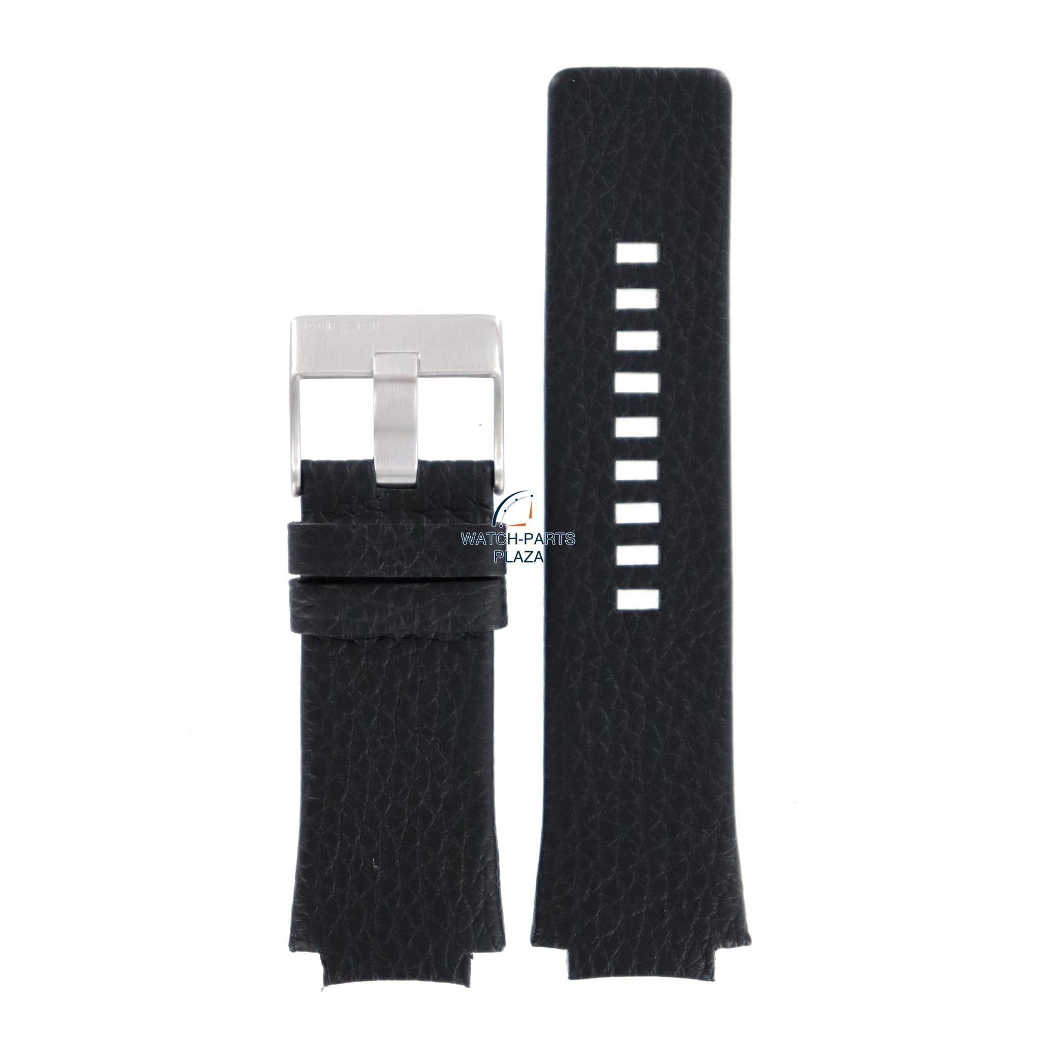 Watch Band Diesel DZ1109 black grain leather strap 20mm original - Watch Plaza