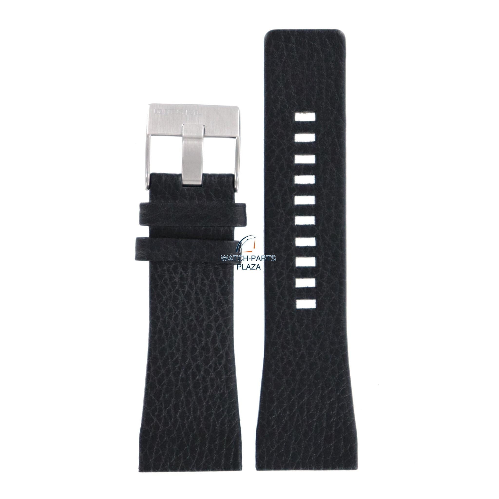 Watch Band Diesel DZ1115 / DZ1116 Barrel black leather strap 29mm original - Watch Plaza