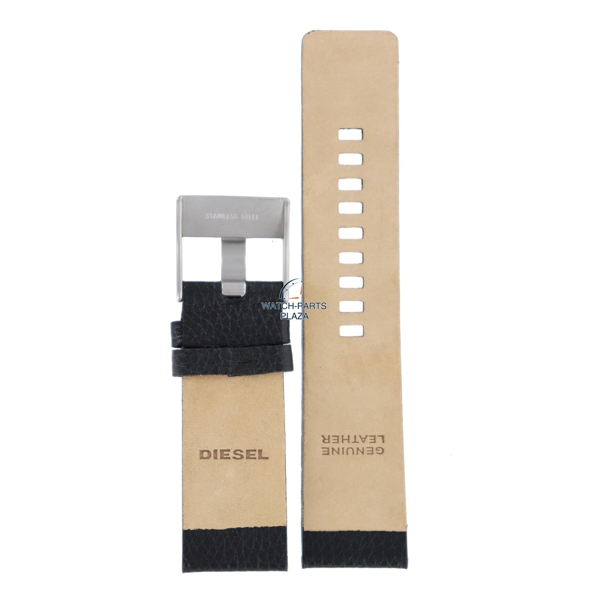 Watch Band Diesel DZ1147 black leather strap 25mm original - Watch Plaza