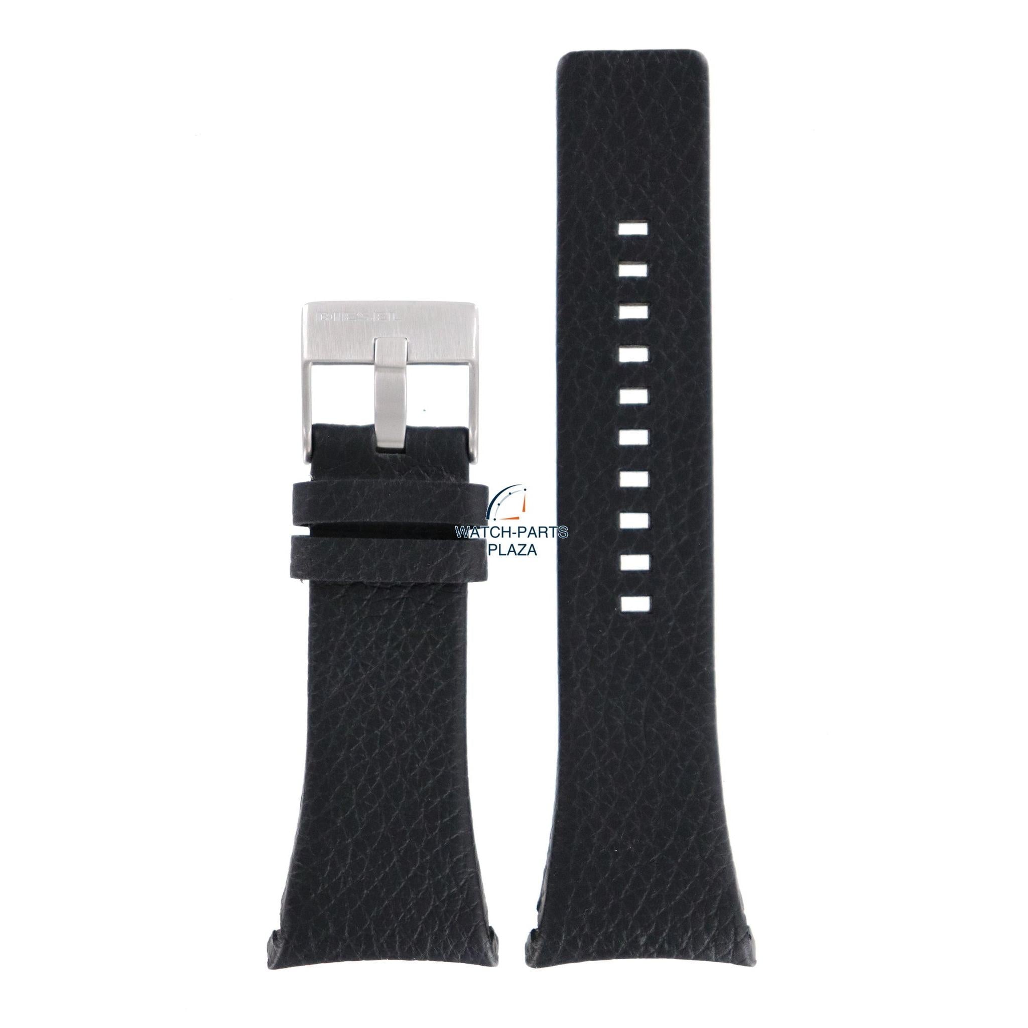 Watch Band Diesel DZ1156 black genuine leather strap 32mm Only The Brave - Watch Plaza