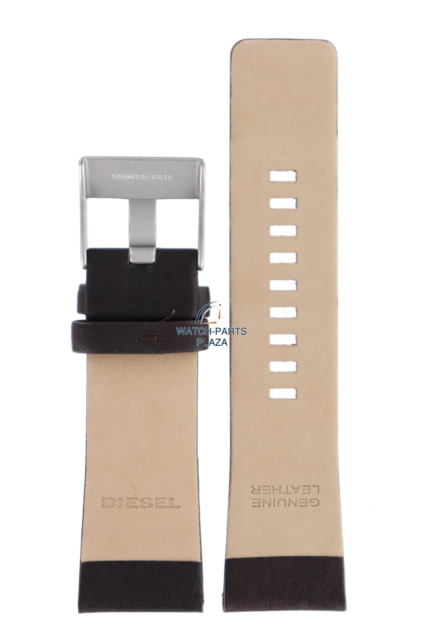 Watch Band Diesel DZ1206 dark brown leather strap 27mm original - Watch Plaza