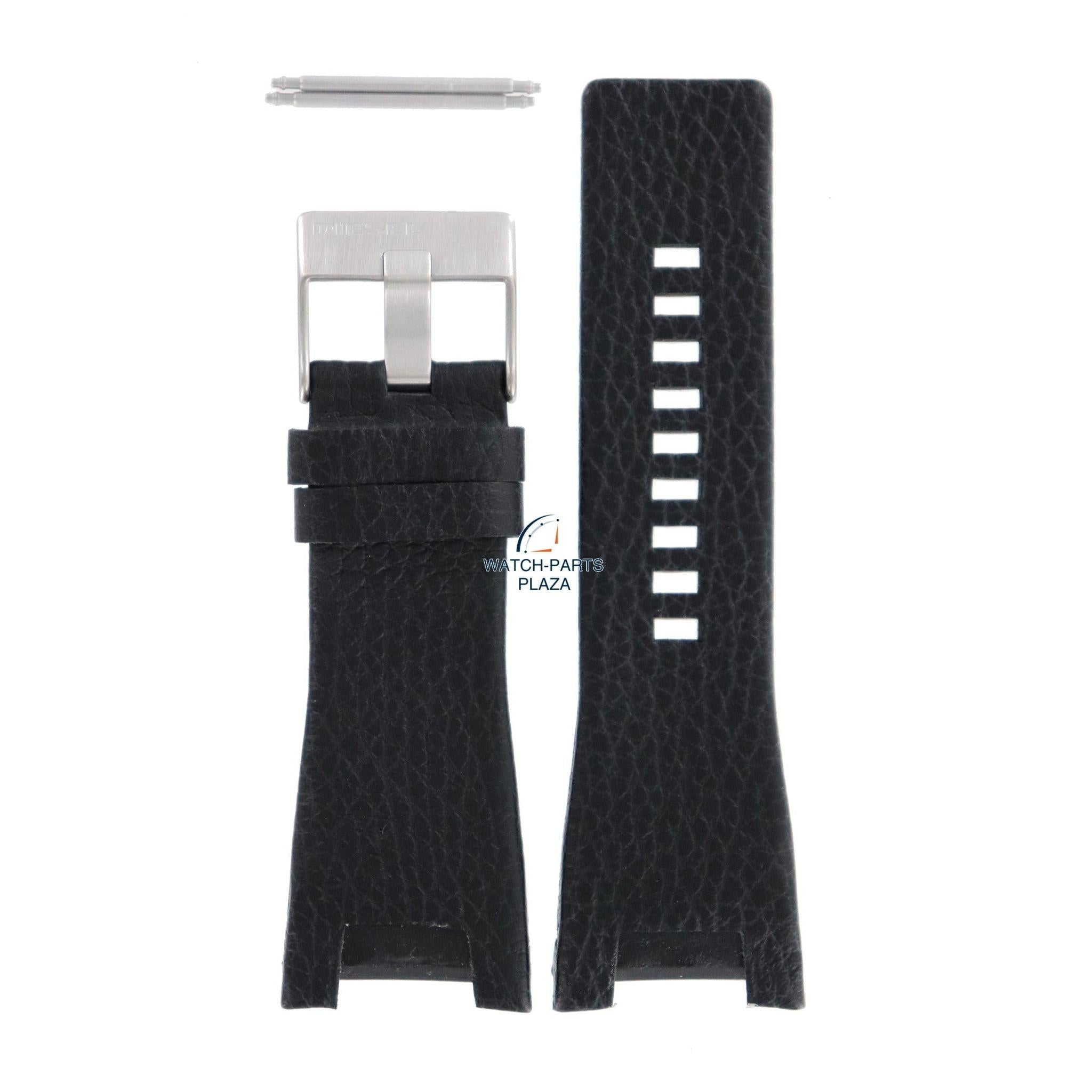 Watch Band Diesel DZ1215 black leather strap 32mm Bugout DZ1282 - Watch Plaza